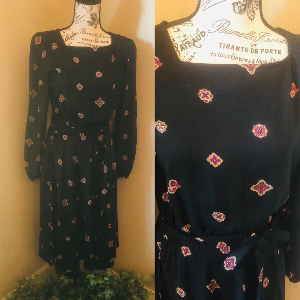 80’s Vintage dress, long Cotton dress, Size M